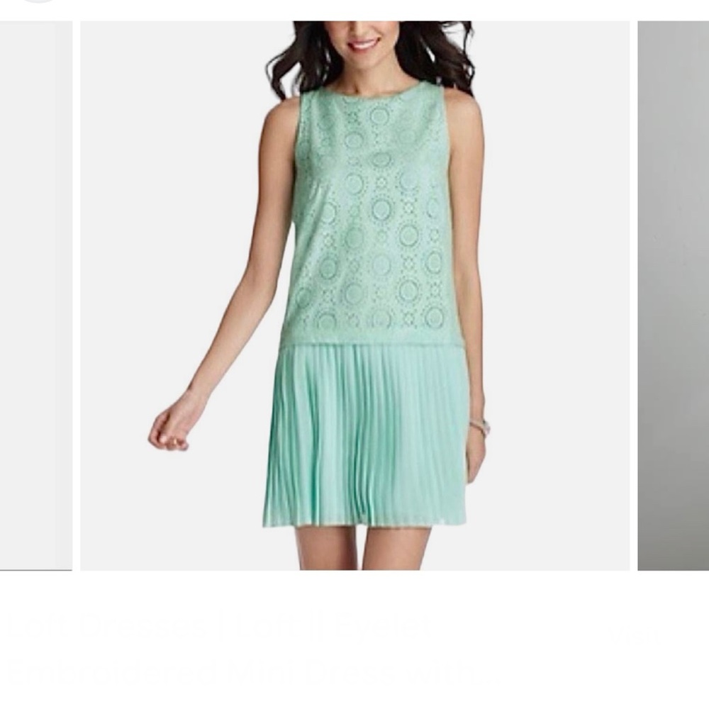 LOFT Pleated Eyelet Dress